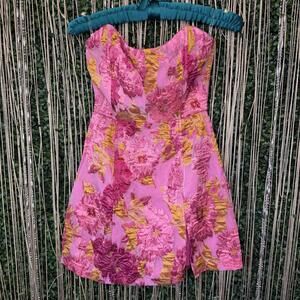 Chic Strapless Pink Floral Dress NWT